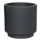 IDEALIST Lite Vertical Ribbed Black Cylinder Outdoor Planter