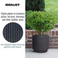 IDEALIST Lite Vertical Ribbed Black Cylinder Outdoor Planter