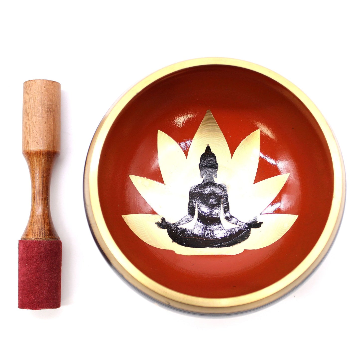 Buddha Singing Bowl Set – Black/Orange (Large)