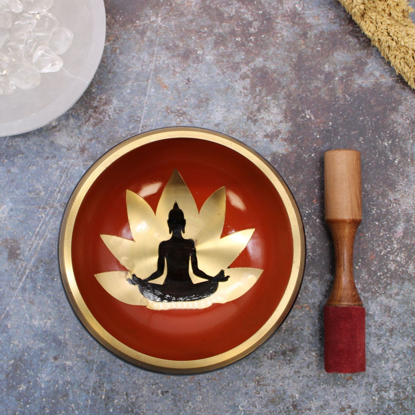 Buddha Singing Bowl Set – Black/Orange (Large)