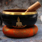 Buddha Singing Bowl Set – Black/Orange (Large)