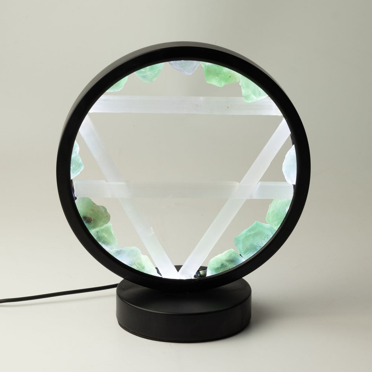 Earth Gemstone Halo Lamp – Green Aventurine & Selenite