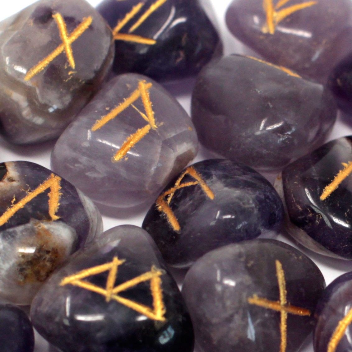 Amethyst Rune Stone Set in Pouch