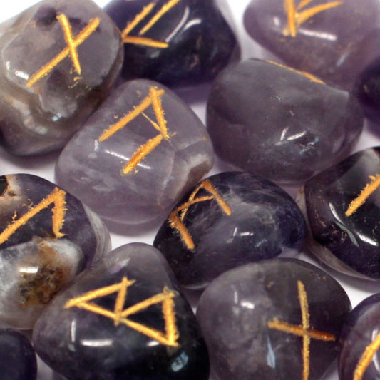 Amethyst Rune Stone Set in Pouch