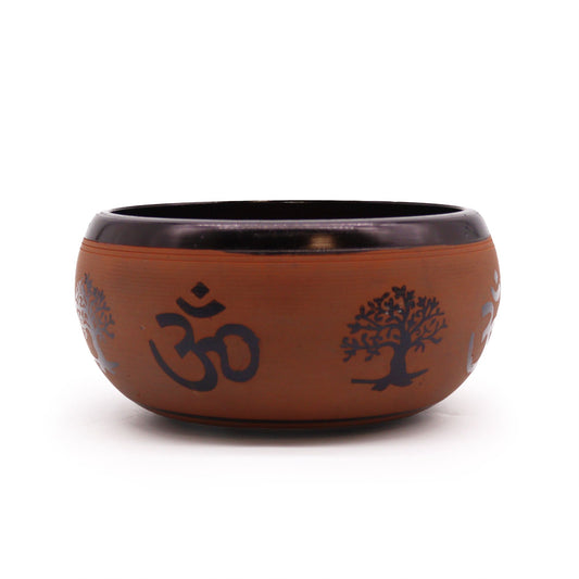 Earth Powder Singing Bowl – Clay Om Buddha (16cm)
