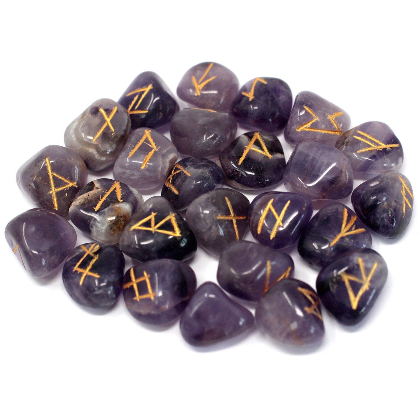 Amethyst Rune Stone Set in Pouch