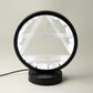 Air gemstone halo lamp with clear quartz and selenite