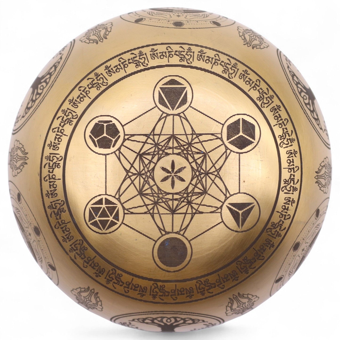 Pure Brass Etched Buddha Singing Bowl Set – 4 Pieces