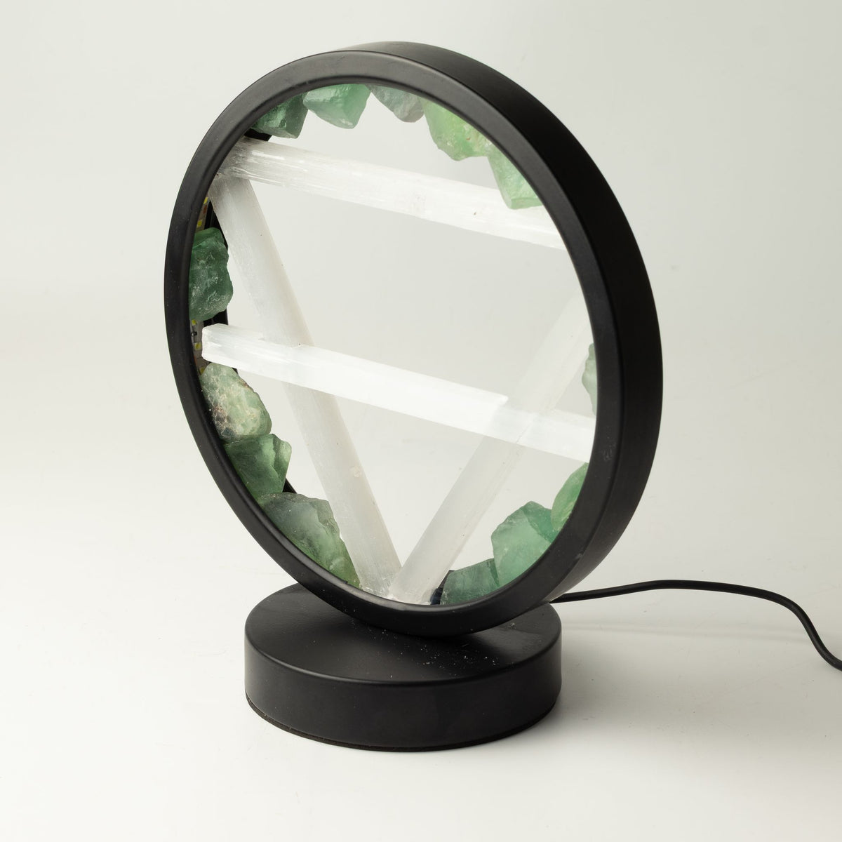 Earth Gemstone Halo Lamp – Green Aventurine & Selenite