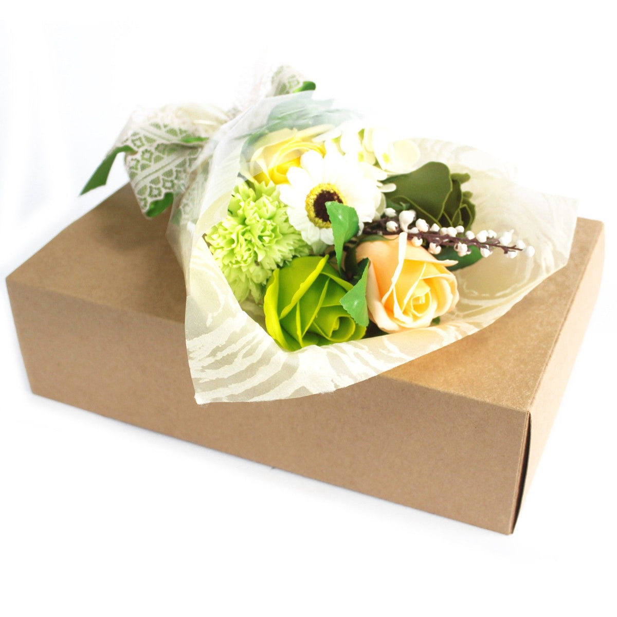 Green Bath Soap Flower Bouquet – Scented Bath Roses