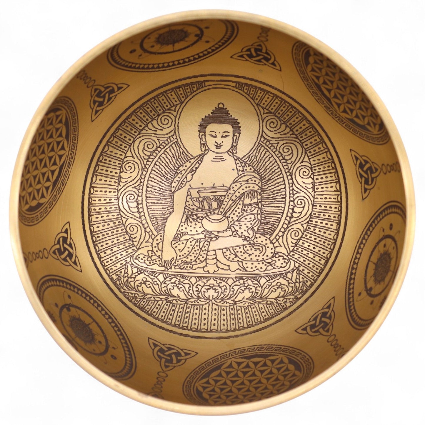 Pure Brass Etched Buddha Singing Bowl Set – 4 Pieces