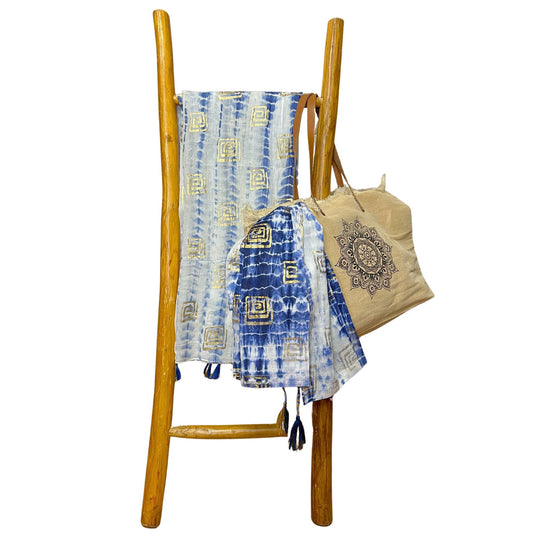 Pario Throw Blue in Tie-Dye & Blockprint