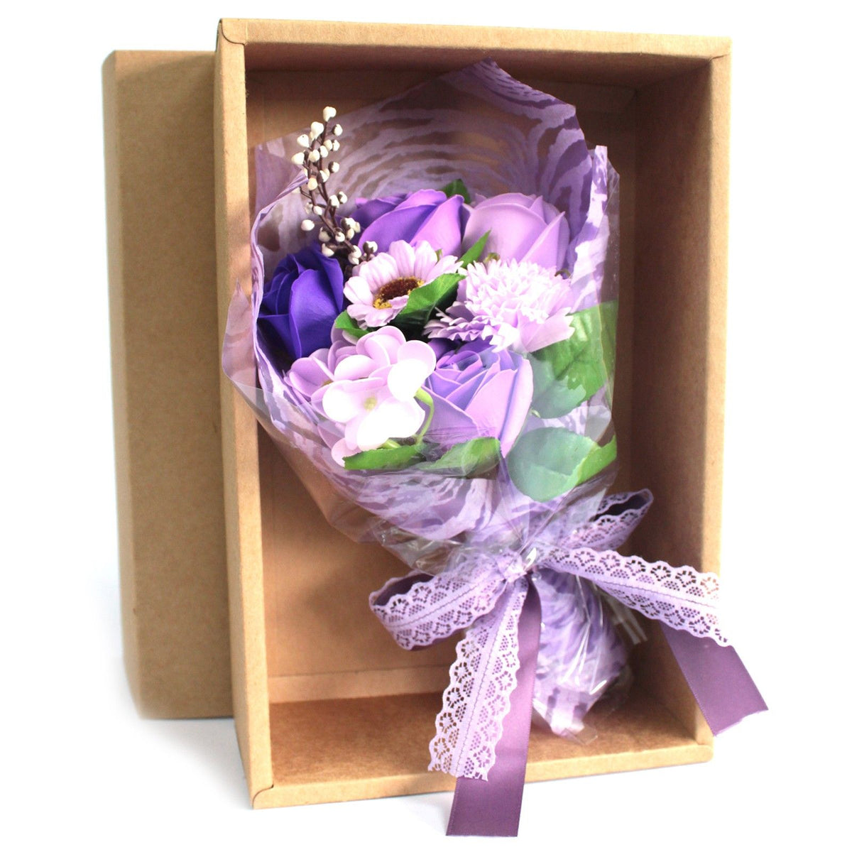 Purple Bath Soap Flower Bouquet – Scented Bath Roses