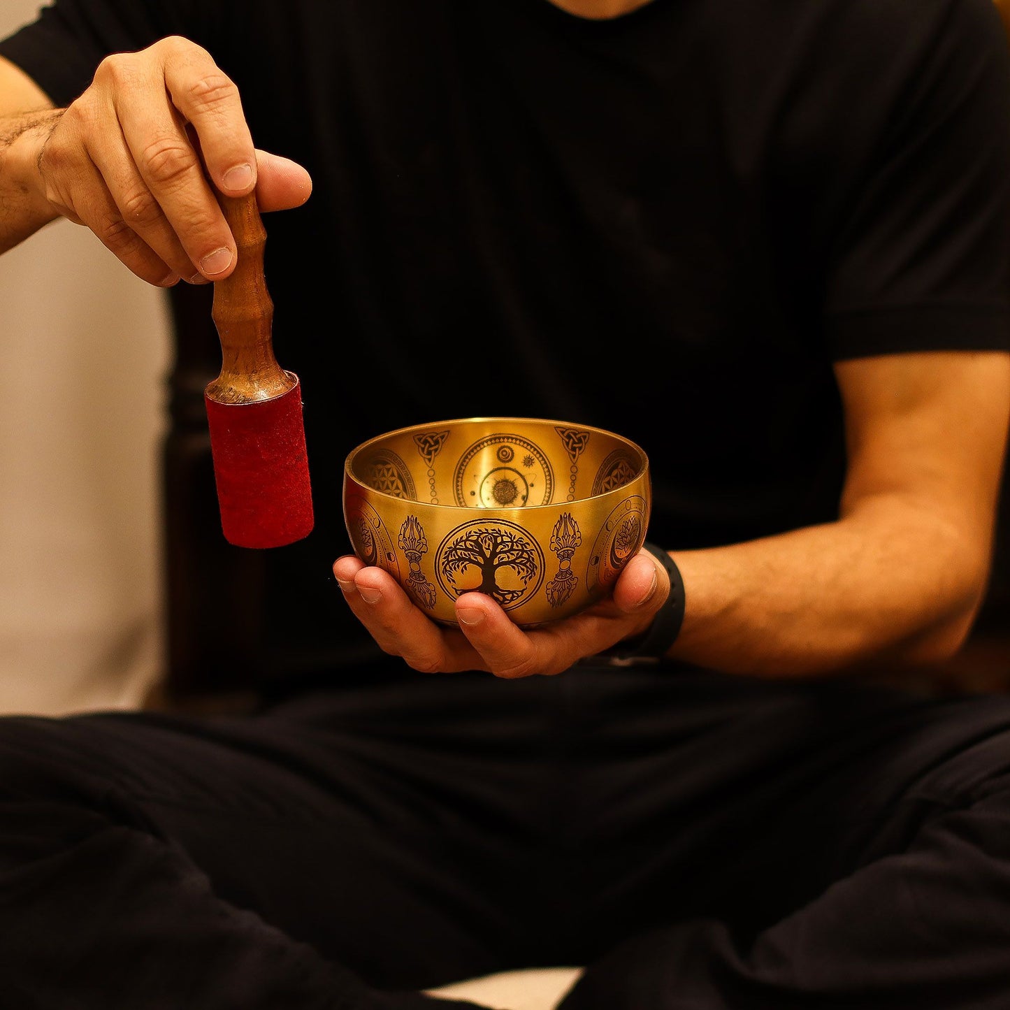Pure Brass Etched Buddha Singing Bowl Set – 4 Pieces