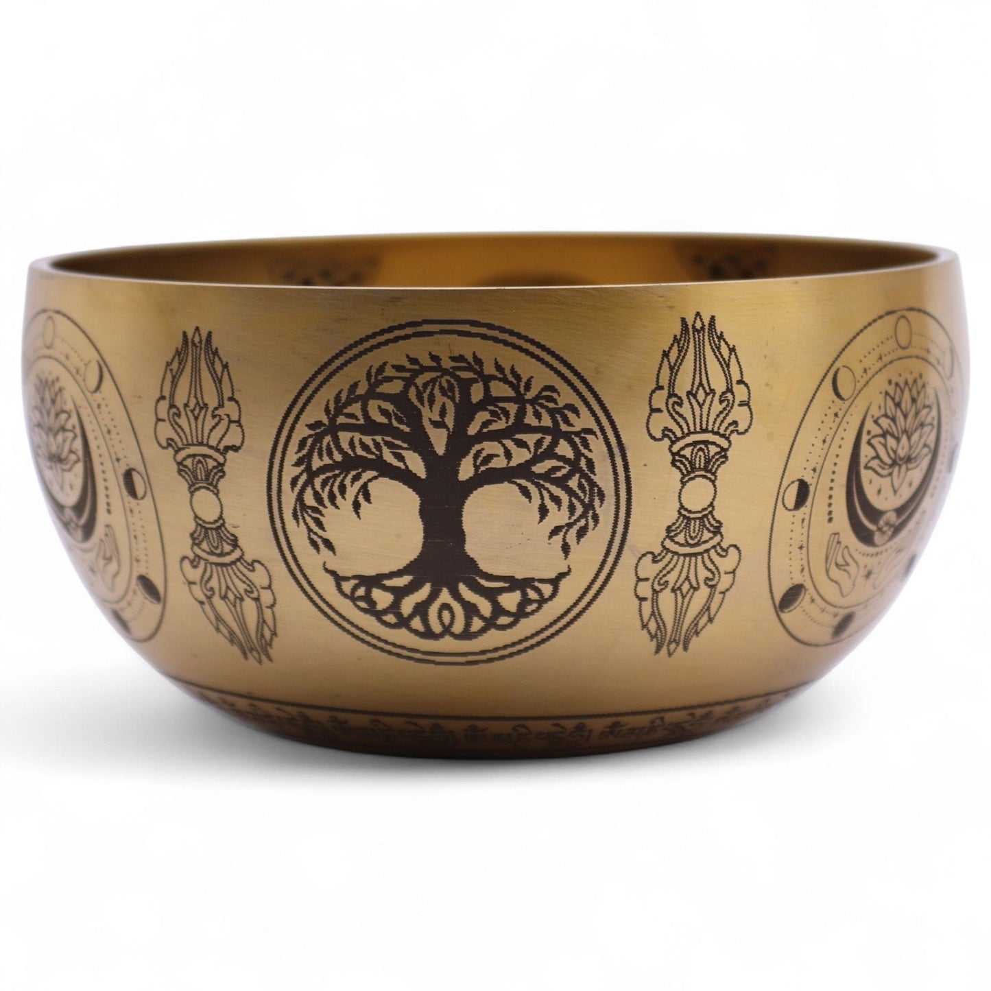 Pure Brass Etched Buddha Singing Bowl Set – 4 Pieces
