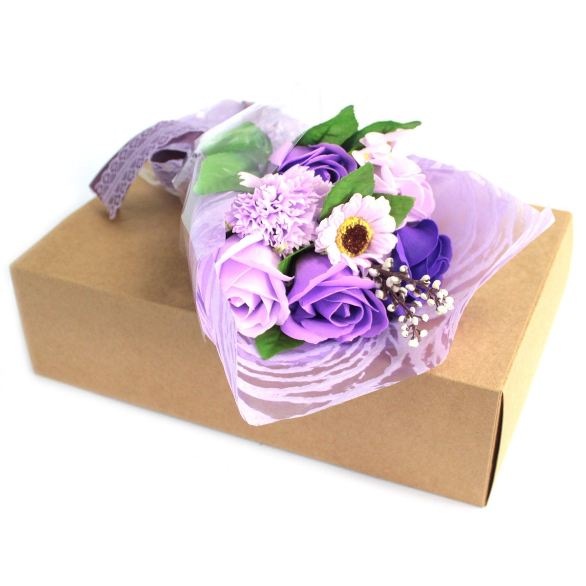 Purple Bath Soap Flower Bouquet – Scented Bath Roses
