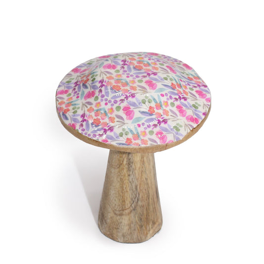 Pastel Floral Mushroom Decor – Small