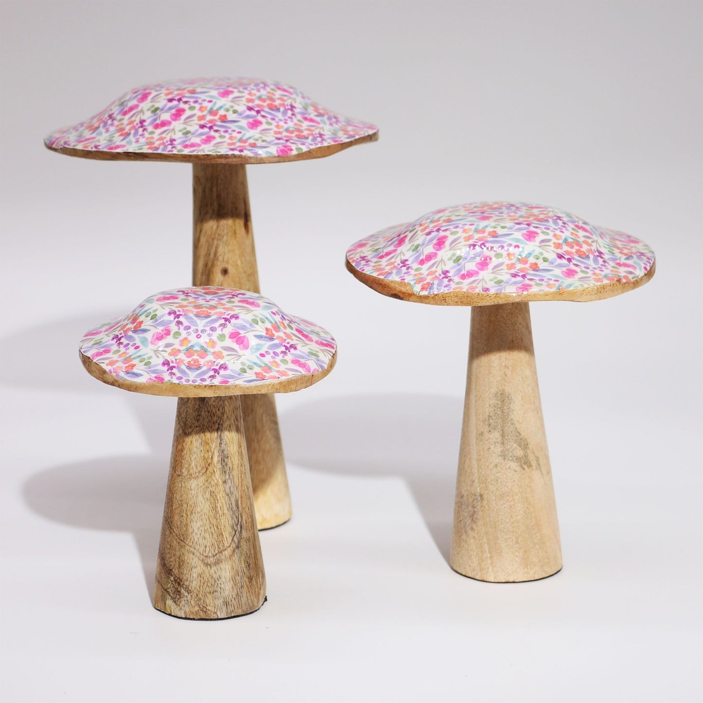 Pastel Floral Mushroom Decor – Large
