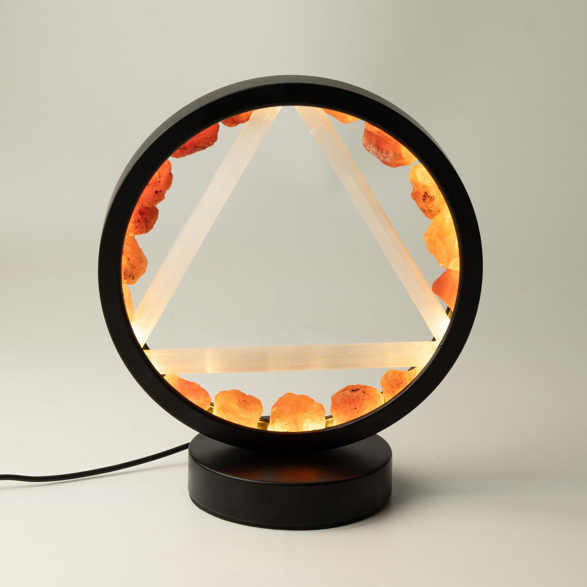 Fire Gemstone Halo Lamp – Carnelian & Selenite