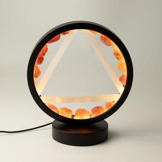 Fire Gemstone Halo Lamp – Carnelian & Selenite
