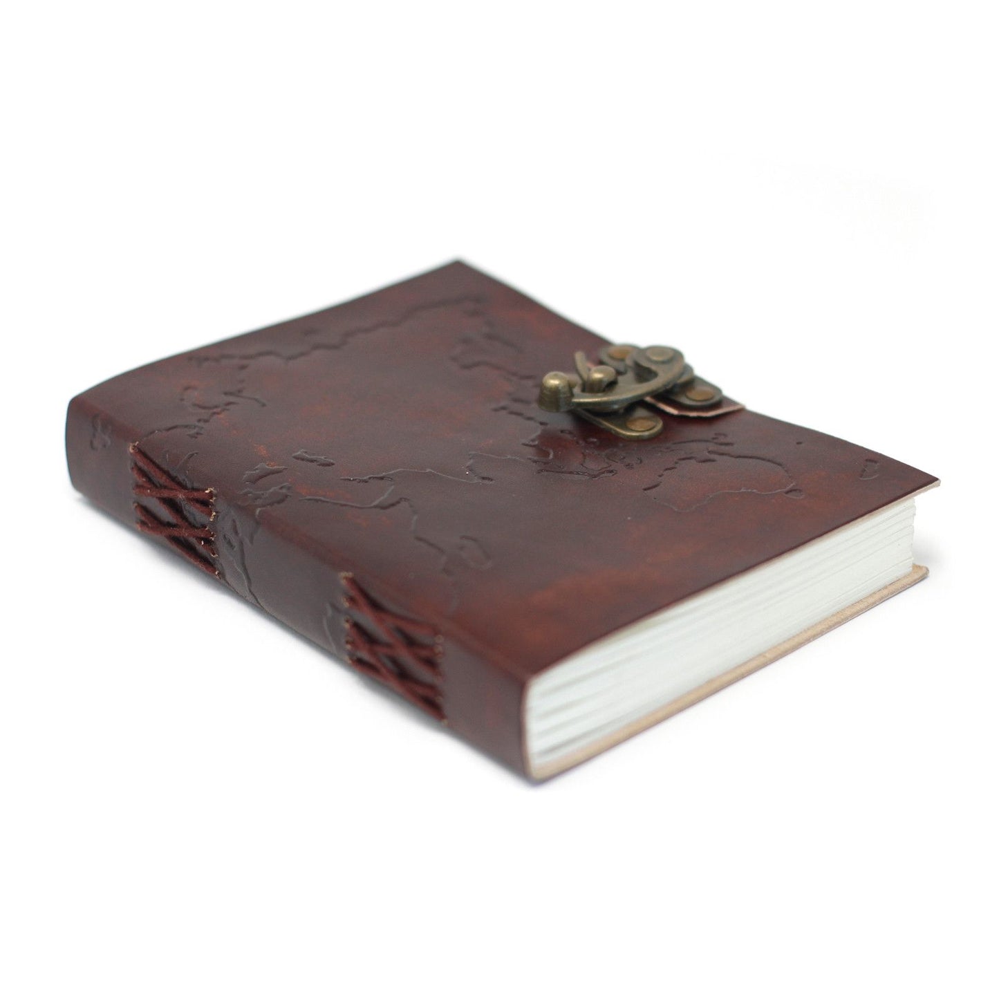 Leather World Map & Stitching Notebook