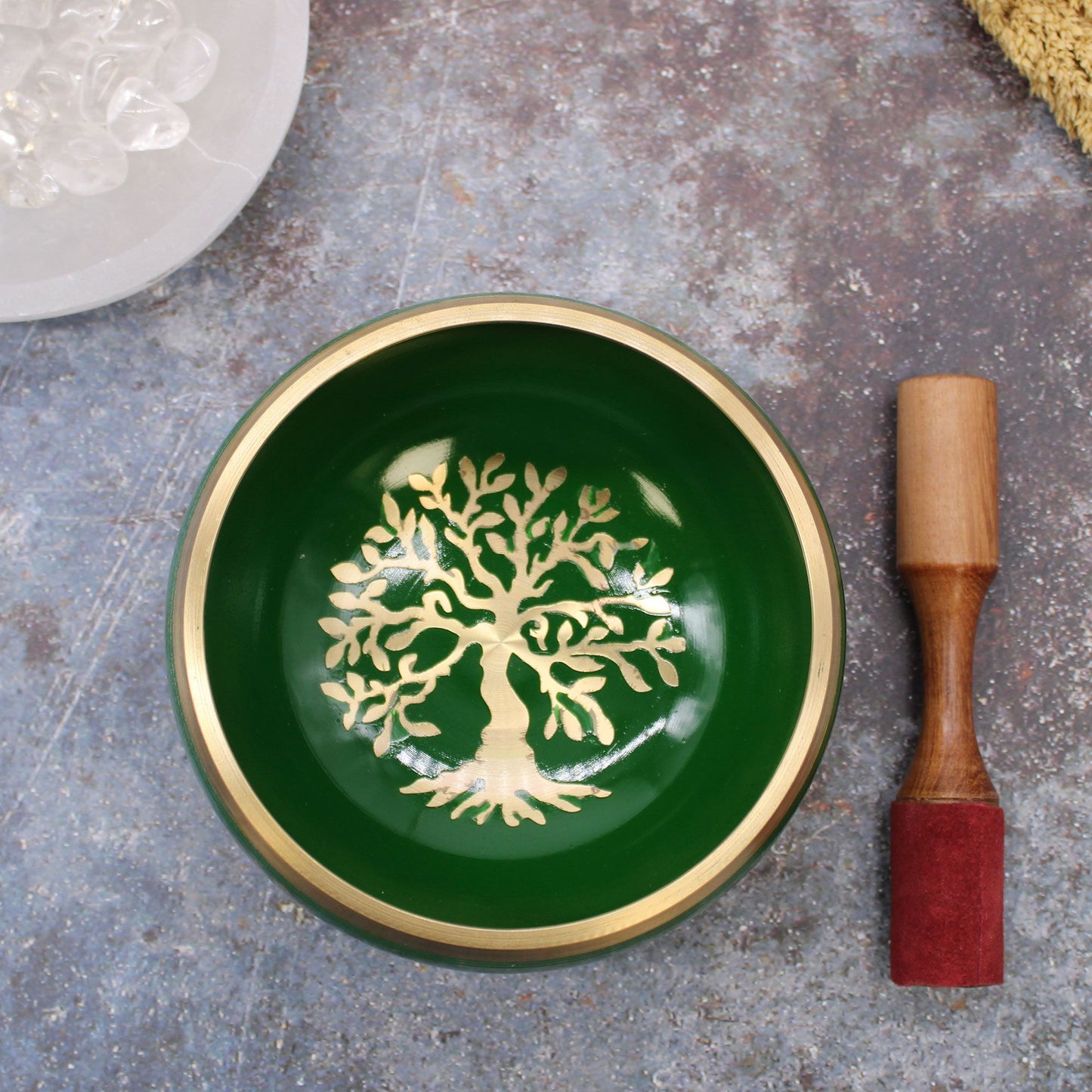 Large Tree of Life Singing Bowl Set – Green (14cm)