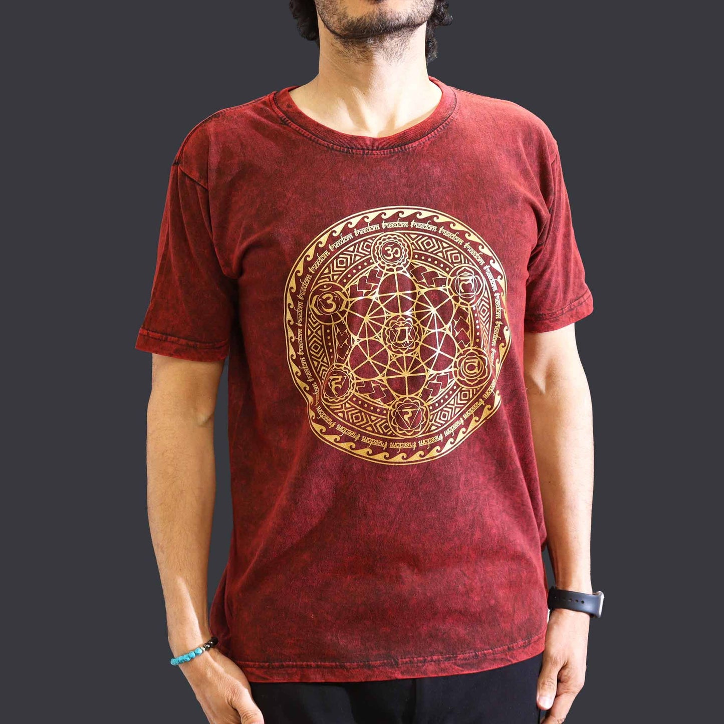 Stone Washed T-Shirt - Chakra - Maroon (Medium)