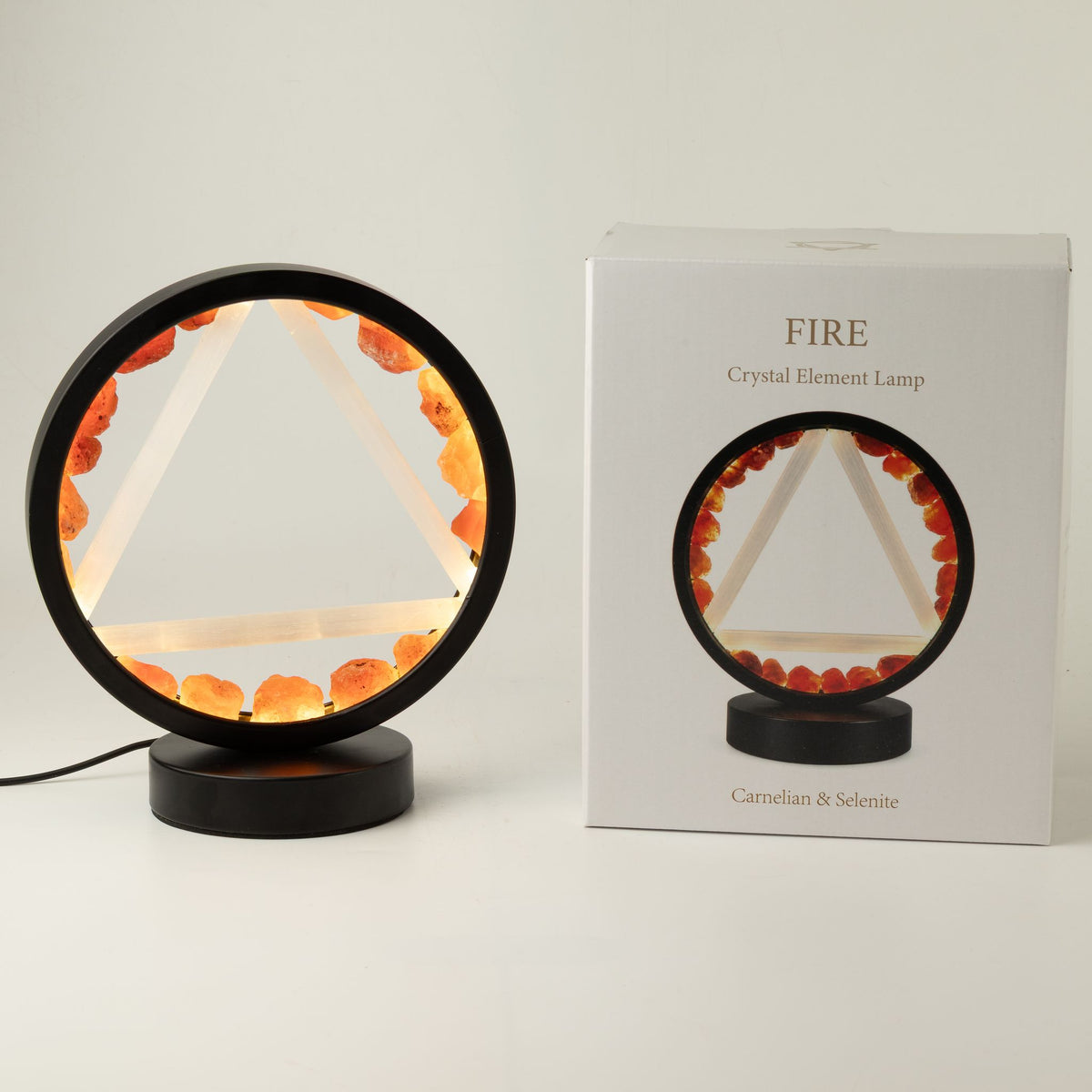 Fire Gemstone Halo Lamp – Carnelian & Selenite