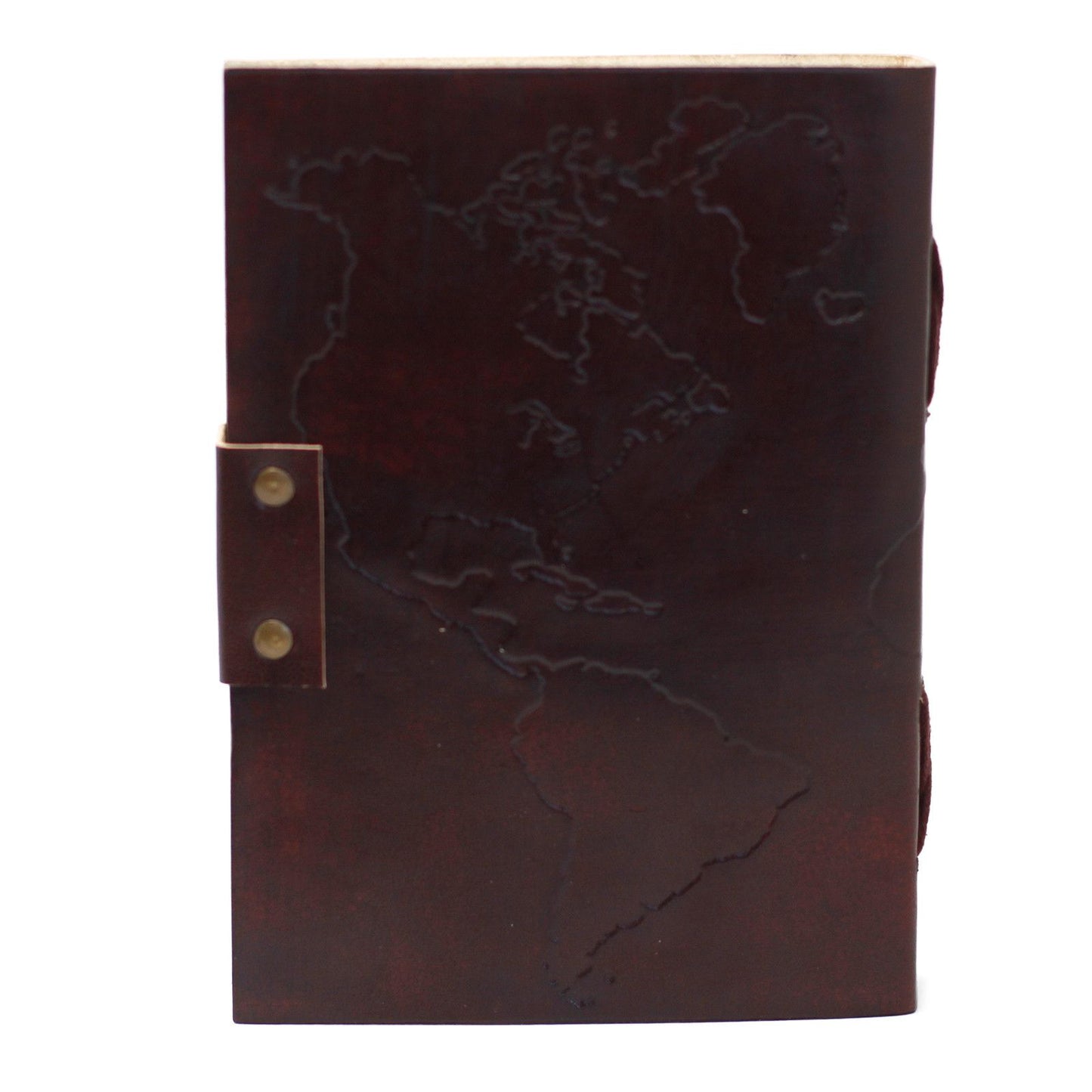 Leather World Map & Stitching Notebook