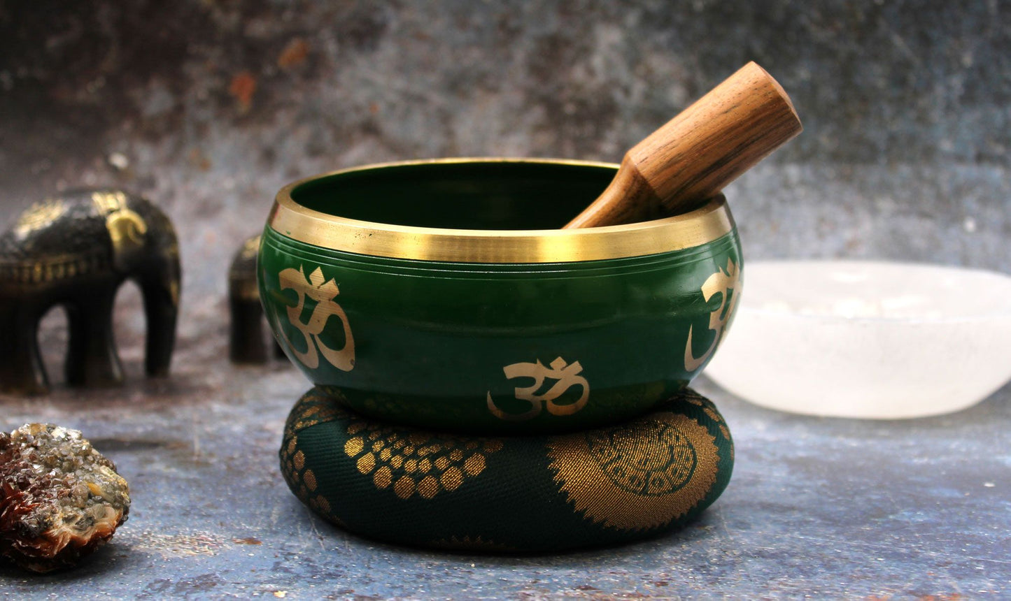 Large Tree of Life Singing Bowl Set – Green (14cm)