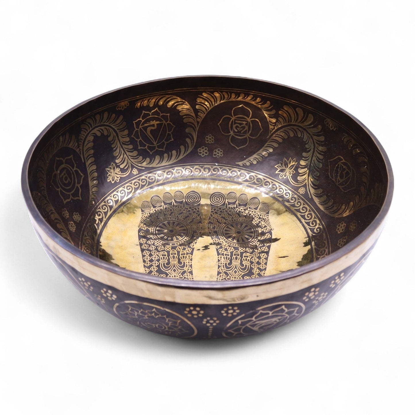 Huge Engraved Vibrational Feet Standing Bowl