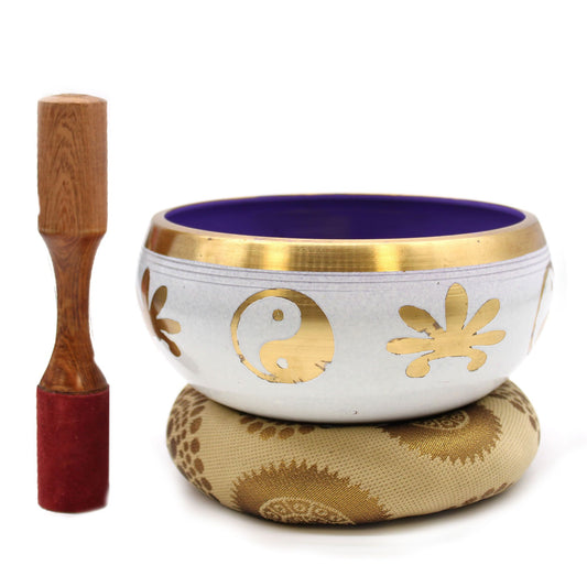 Yin & Yang Singing Bowl Set - White/Purple (Large)
