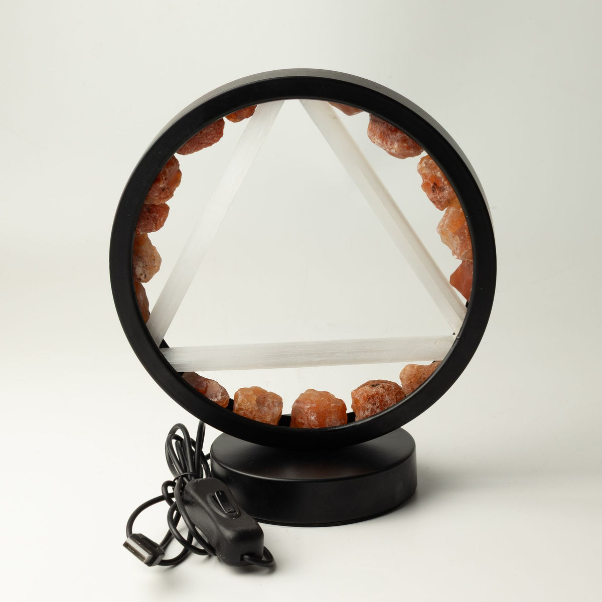 Fire Gemstone Halo Lamp – Carnelian & Selenite