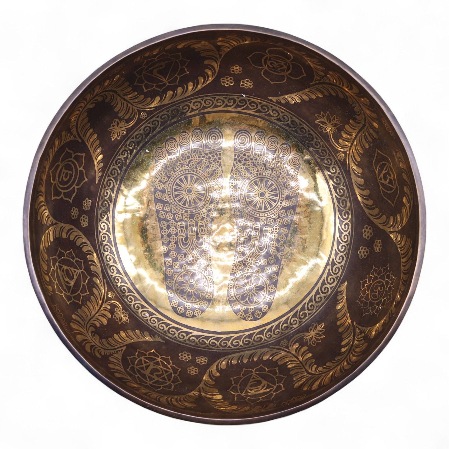 Huge Engraved Vibrational Feet Standing Bowl