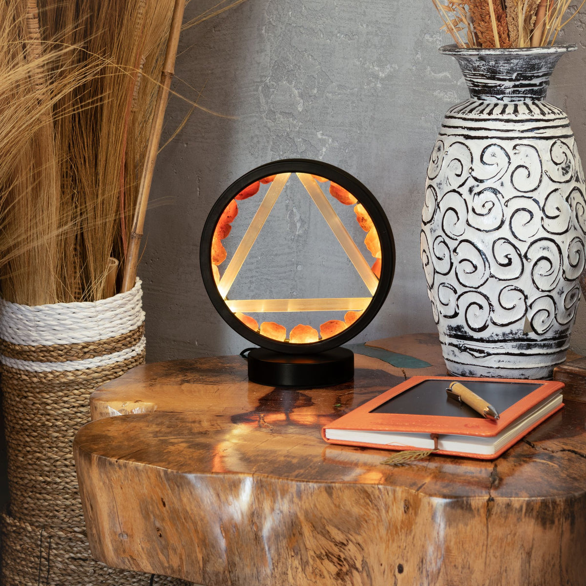 Fire Gemstone Halo Lamp – Carnelian & Selenite