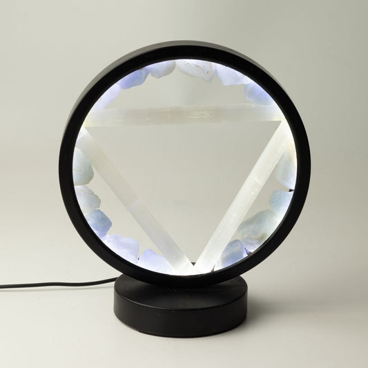 Water Gemstone Halo Lamp – Aquamarine & Selenite