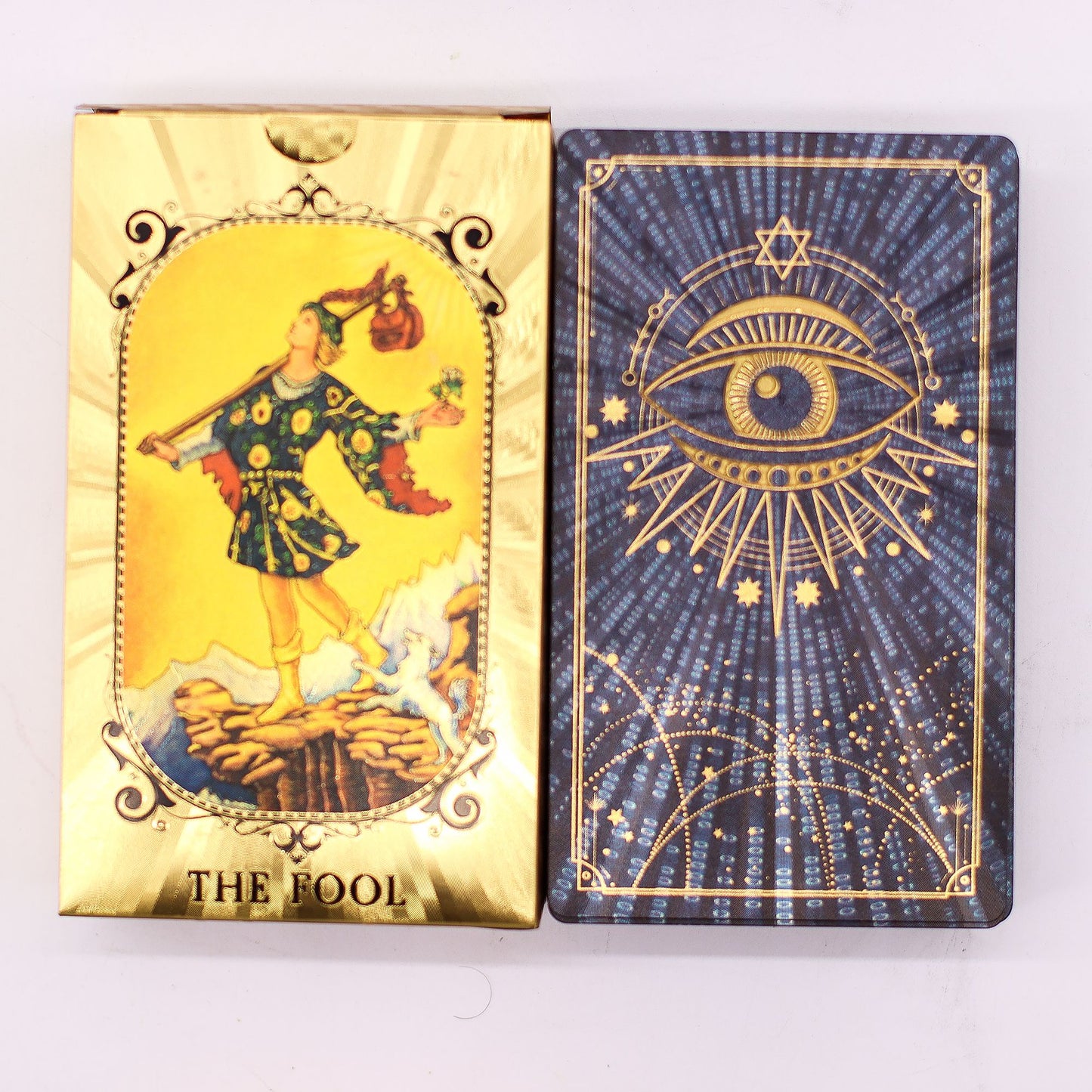 Blue & Gold Foil Tarot Card Set – All Seeing Eye (with Booklet)