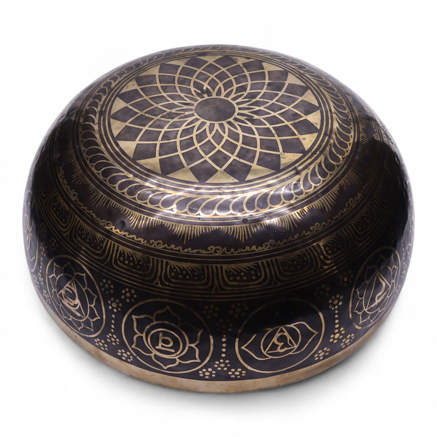 Huge Engraved Vibrational Feet Standing Bowl