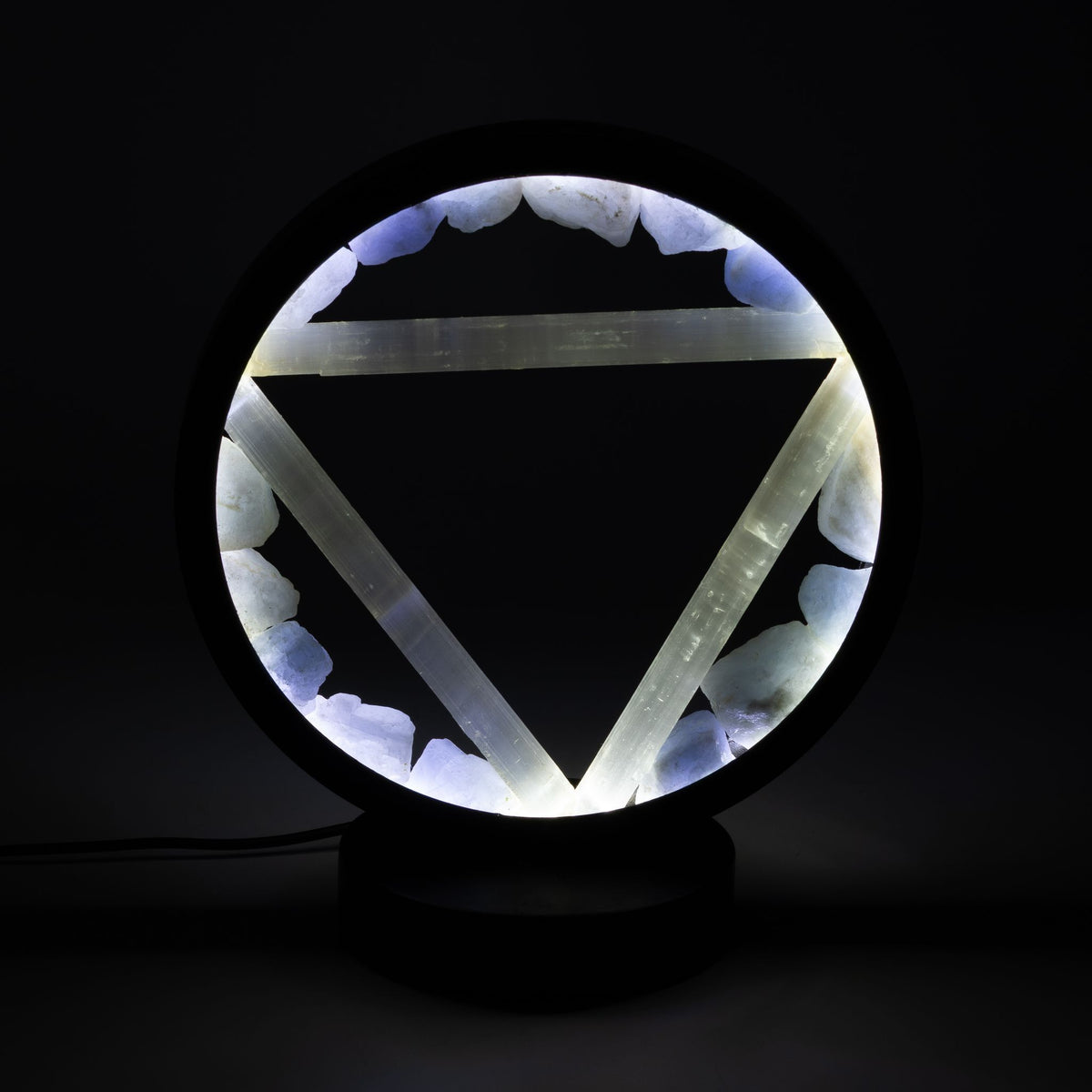 Water Gemstone Halo Lamp – Aquamarine & Selenite