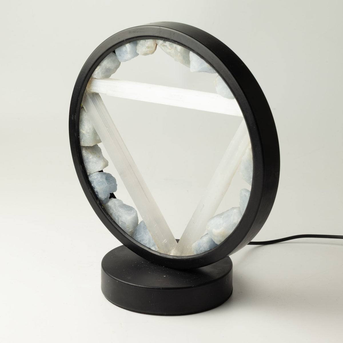 Water Gemstone Halo Lamp – Aquamarine & Selenite