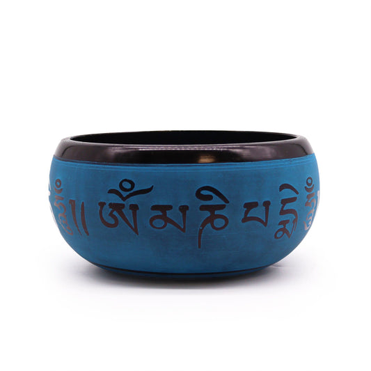 Earth Powder Singing Bowl – Blue Mantra Five Buddha (16cm)