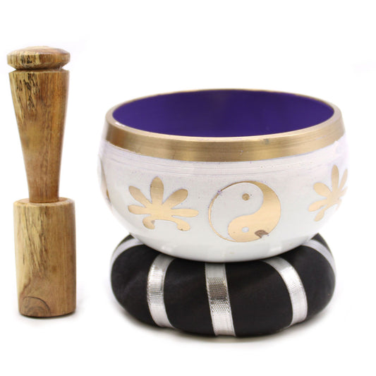 Yin & Yang Singing Bowl Set (White/Purple)