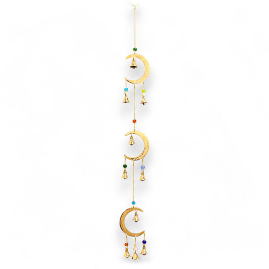 Moon Drop Brass Chime – Crescent Moon Hanging Bells