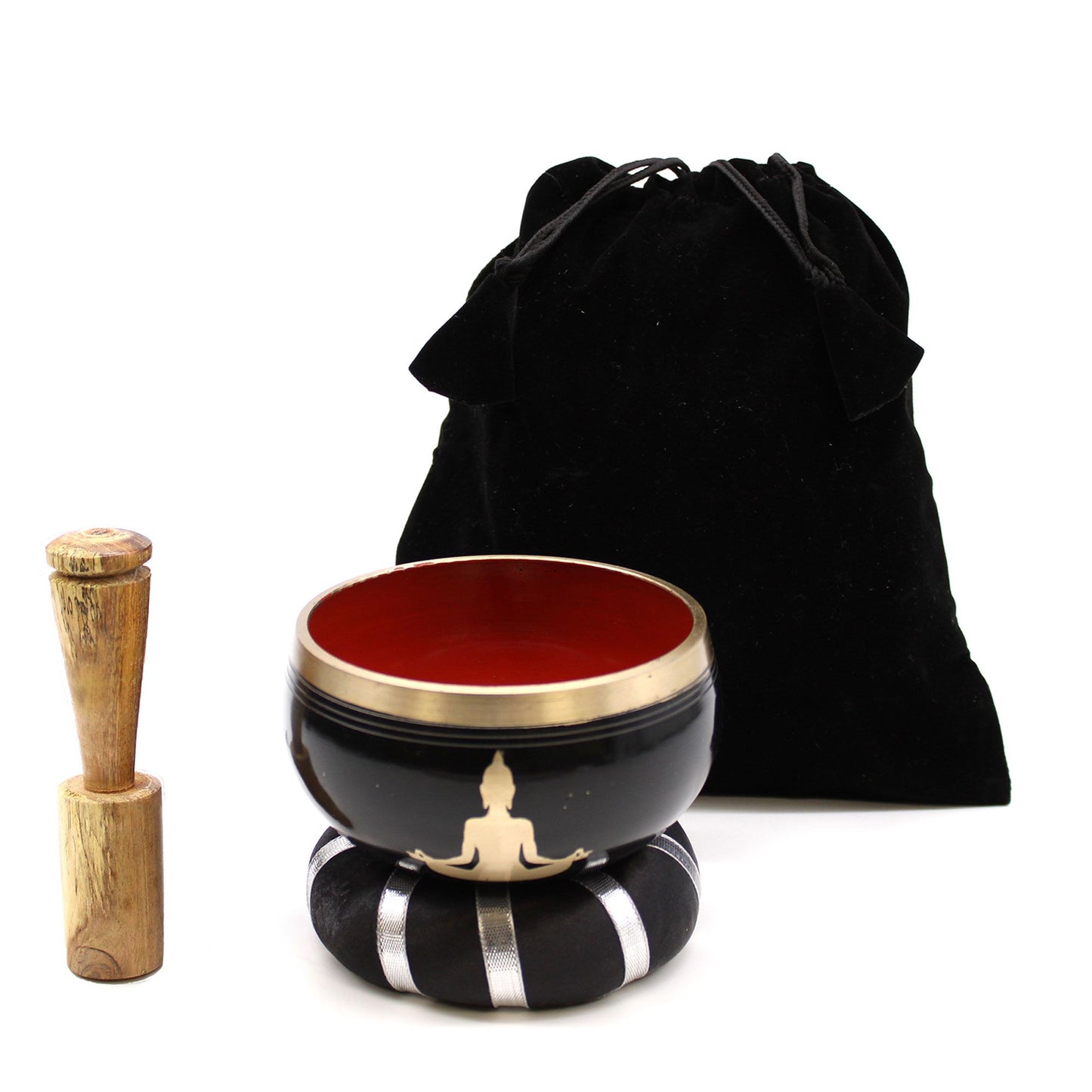 Buddha Singing Bowl Set (Black/Orange)