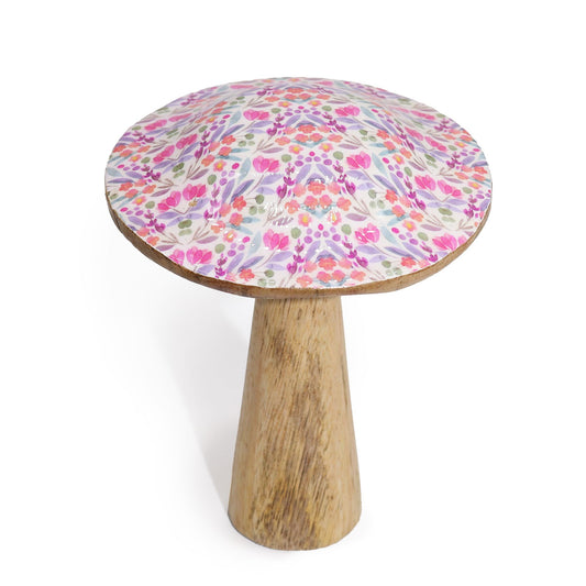 Pastel Floral Mushroom Decor – Medium