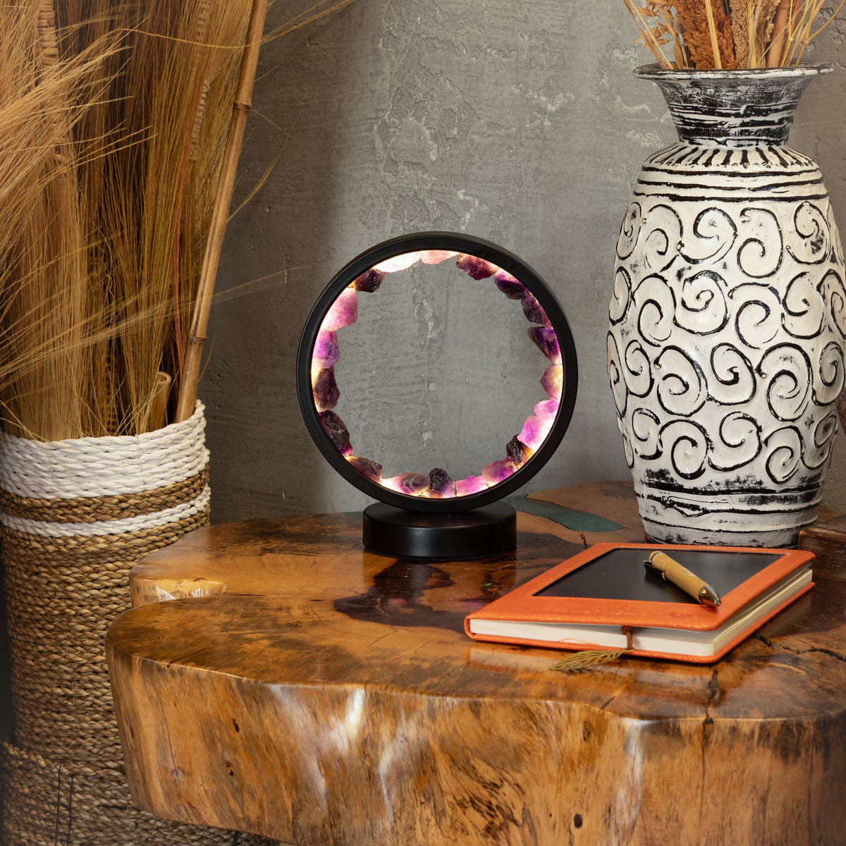 Zen Spirit Gemstone Halo Lamp – Amethyst