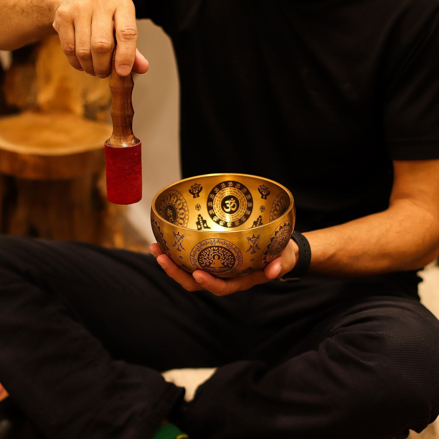 Pure Brass Etched Yogi - Set of 4