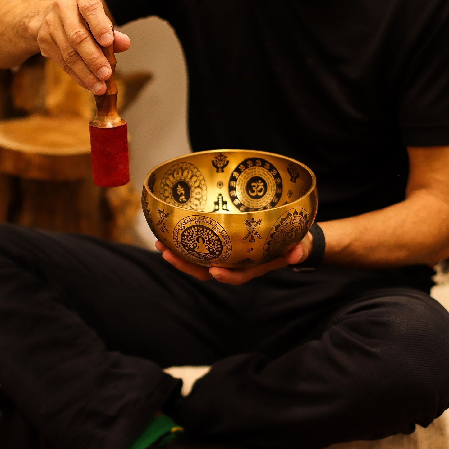 Pure Brass Etched Yogi - Set of 4