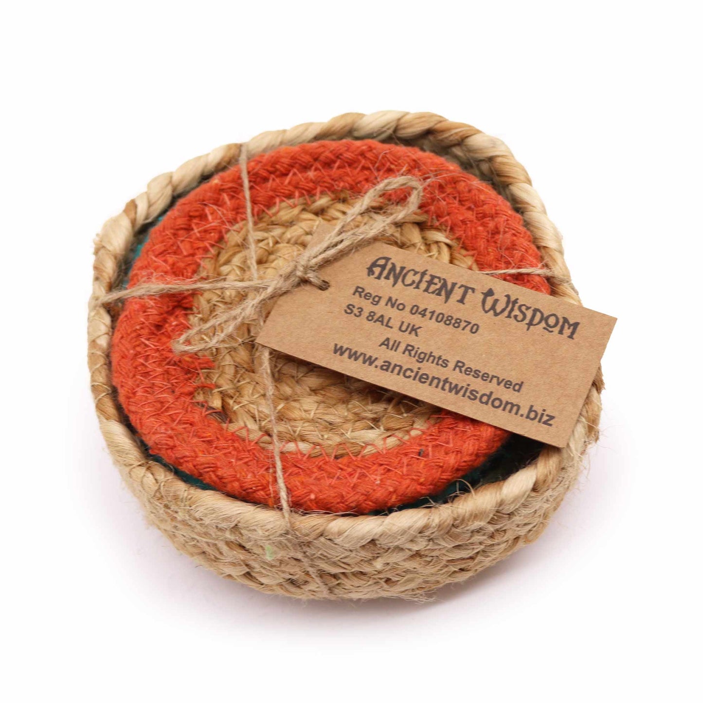 Natural Jute &amp; Cotton Coasters – Set of 6