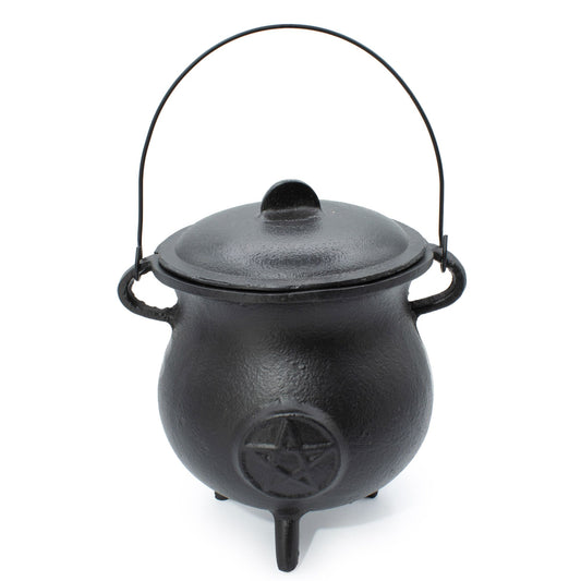 Extra Large Cast Iron Cauldron with Pentagram – Witchy Incense Burner